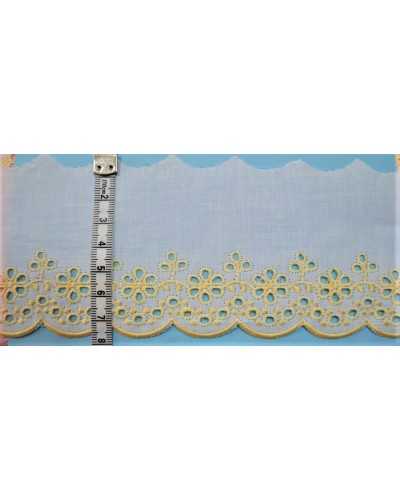 Yellow sangallo lace embroidered scalloped tip 100% cotton 8 cm