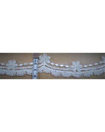 Verzierungen, Braut-Spitze, weißer Milchtüll, gewellter Perlen-Finish, 4 cm hoch