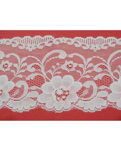 Dentelle Raschel Douce Avec Fleurs Blanches Festonnées 10 Cm De Haut