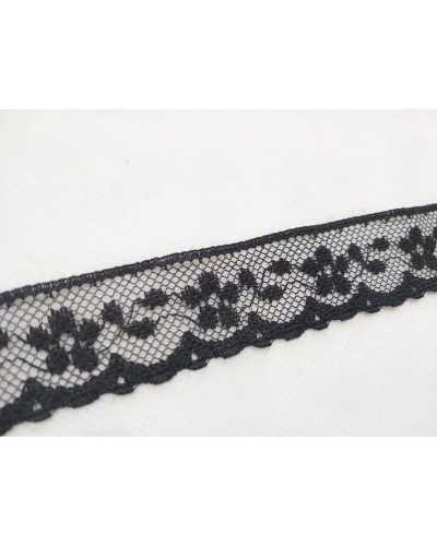 Black Soft Raschel Lace Scalloped Flower Design 25 Mm High