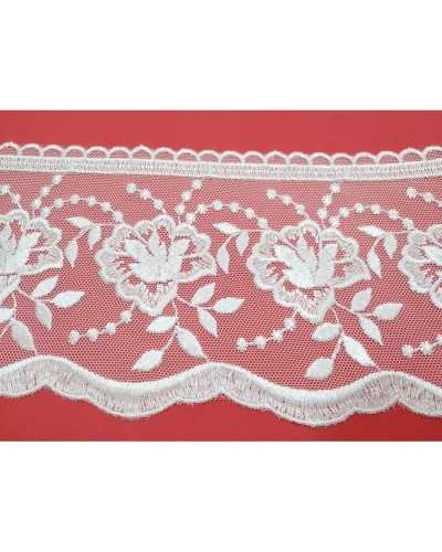Tulle Embroidered Lace Flowers Scalloped High 11 Cm.