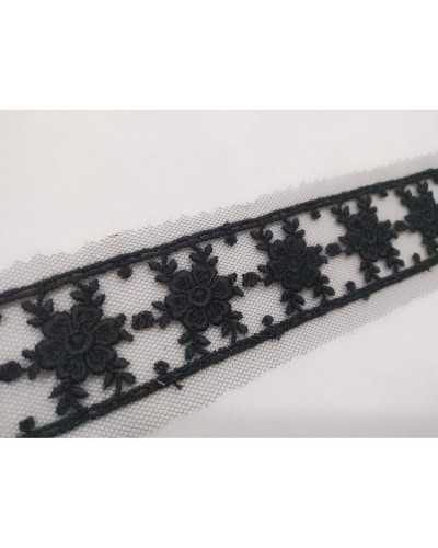 Lace Partition Border in Tulle Dis. Flowers 3 cm high