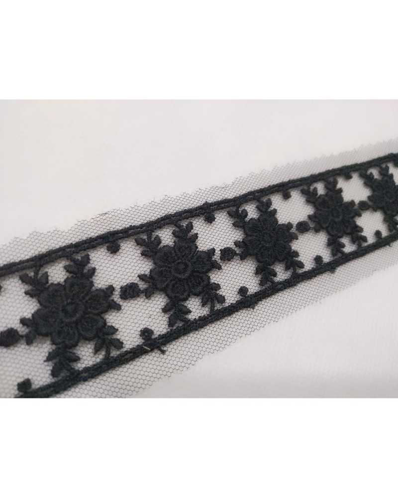Bordure de séparation en dentelle en tulle Dis. Fleurs de 3 cm de haut