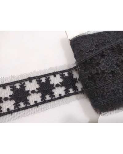 Lace Partition Border in Tulle Dis. Flowers 3 cm high