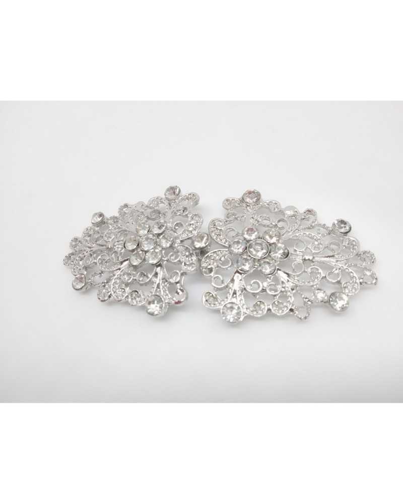 Gancho en Metal Trabajado con Strass 75x35 Mm.