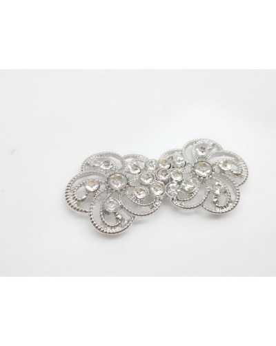 Alamaro Joya Cierre Gancho Chaqueta Metal Pulido Plata Strass 50x25 Mm