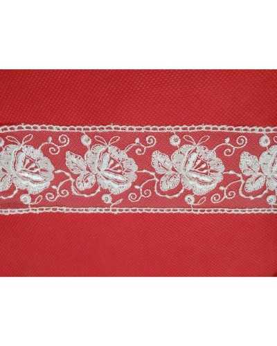 Spitzentrennwand aus Tüll mit Rosenmotiv, bestickt, cremefarben, Höhe 5 cm