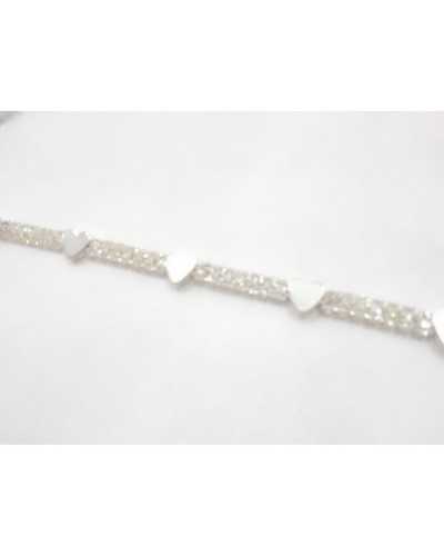 15 Cm Passementerie Bijou Coeurs et Strass Métal 7 Mm de Haut