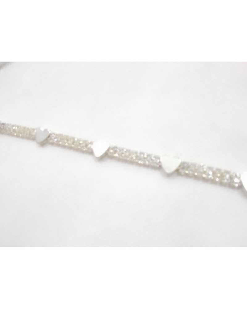 15 Cm Passementerie Bijou Coeurs et Strass Métal 7 Mm de Haut