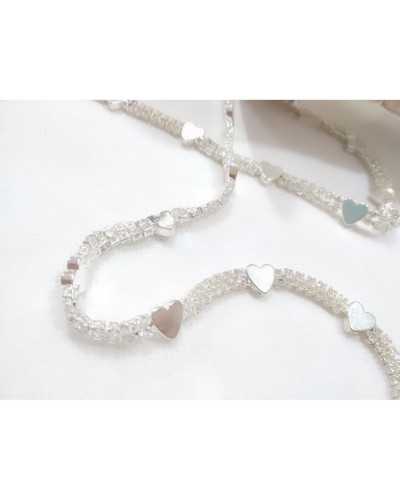 15 Cm Passementerie Bijou Coeurs et Strass Métal 7 Mm de Haut