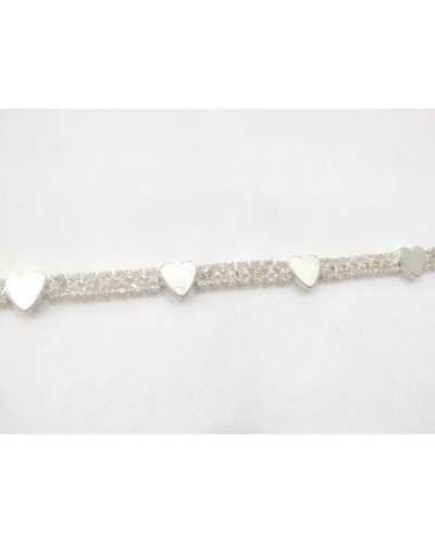 15 Cm Passementerie Bijou Coeurs et Strass Métal 7 Mm de Haut