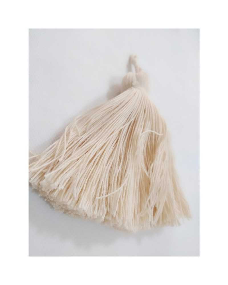 Clé Pompon Ecru Coton Naturel Haut 15 Cm
