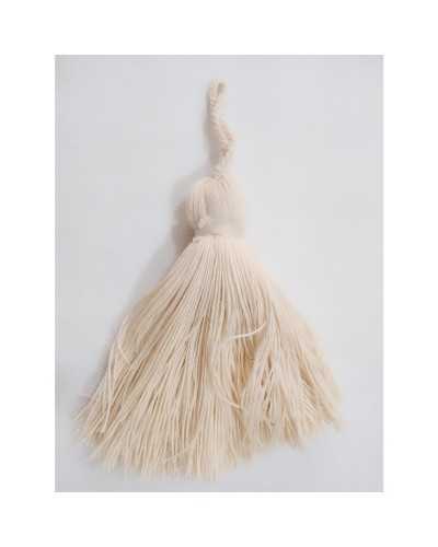 Llavero Borla Algodón Natural Crudo Alto 15 Cm