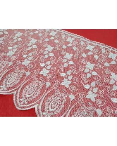 Lace Tulle Embroidered Scalloped Flowers White High 22 Cm