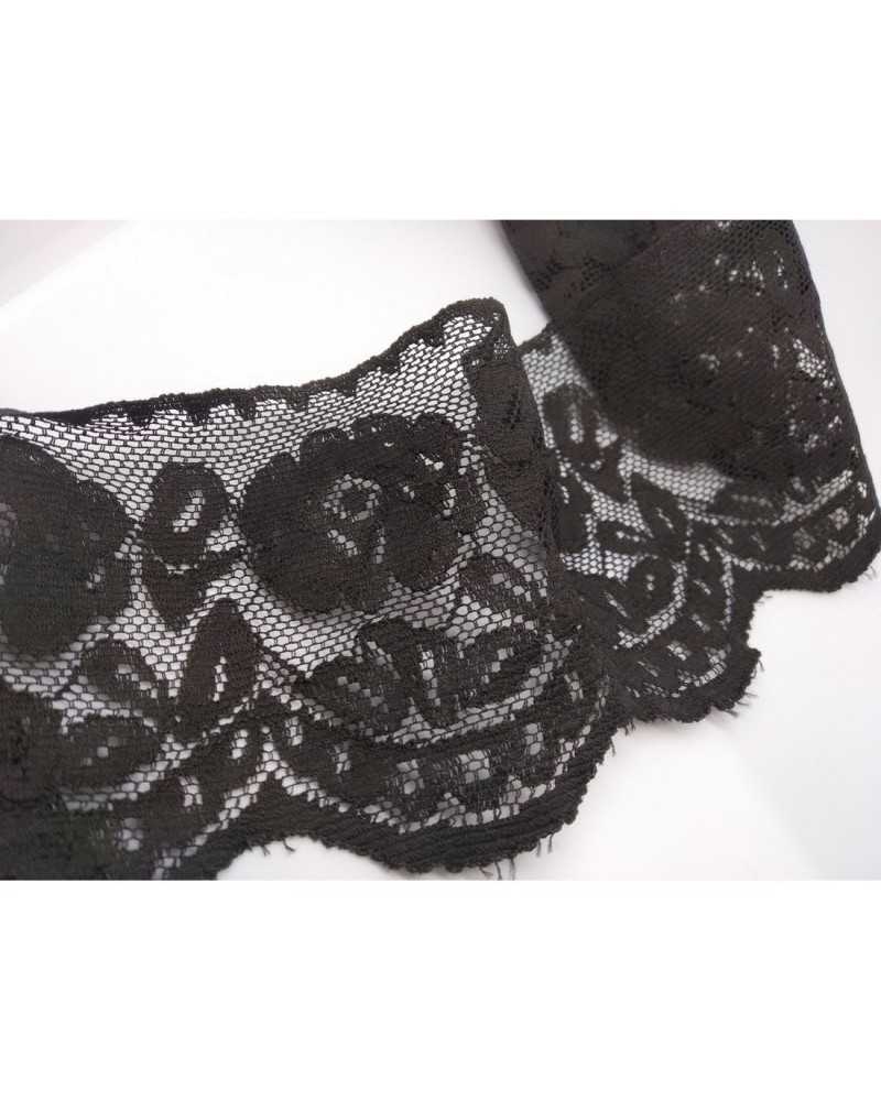 50cms. Lace Cotton Lace Dis. Rose Black High 9 Cm