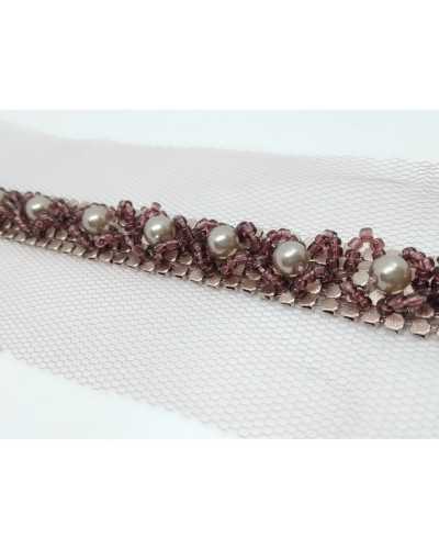 50 Cm Passementerie Bijou Oignon Rose Perle 15 Mm De Haut