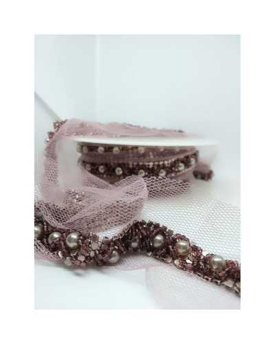 50 Cm Passementerie Bijou Oignon Rose Perle 15 Mm De Haut