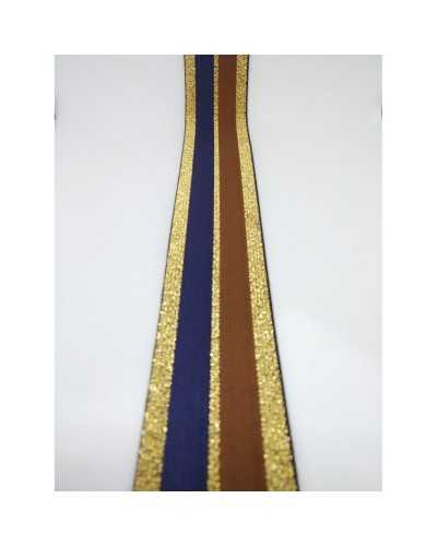 50 Cm Elastique Printemps Rayé Lurex Or Passementerie 4 cm de haut