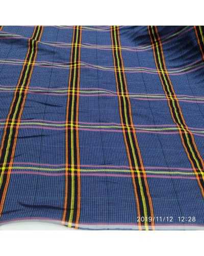 Schottischer Piqué-Stoff aus blauem Baumwollgarn, gefärbt, 150 cm hoch
