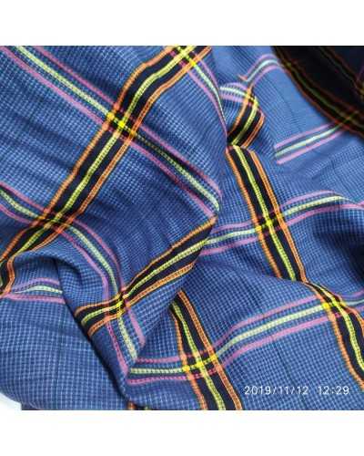 Schottischer Piqué-Stoff aus blauem Baumwollgarn, gefärbt, 150 cm hoch