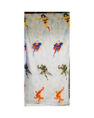 Tissu Voile de Tente Super Héros Base Crème et Bleu Clair 280 Cm de Haut