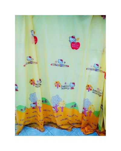 Vorhangstoff Hello Kitty Gelb mit orangefarbener Facione, Höhe 280 cm