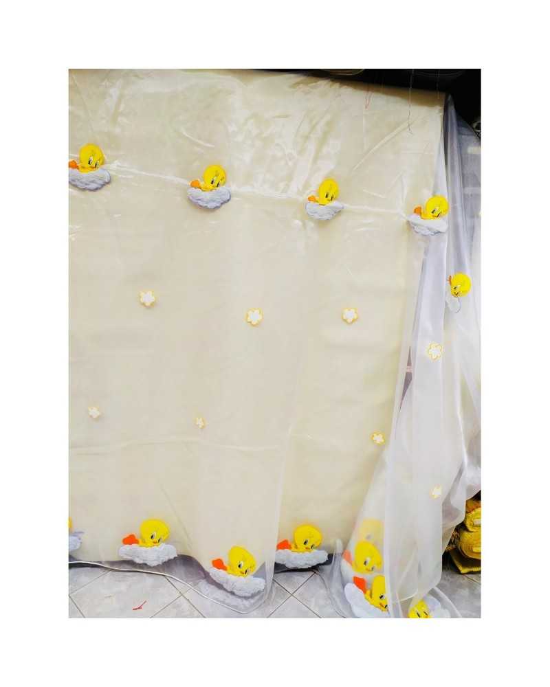 Tweety Weißer Organza-Vorhangstoff, 280 cm hoch