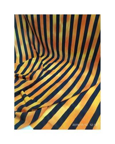 Tissu Viscose Rayé Noir Décoloré Horizontal Haut 150 Cm