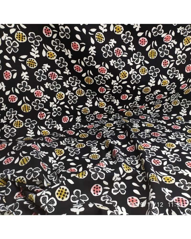 Socle Tissu Confort Noir Fleurs et Cercles Haut 140 Cm