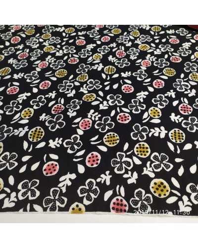Socle Tissu Confort Noir Fleurs et Cercles Haut 140 Cm
