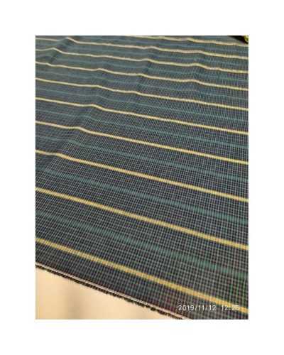 Schottischer Baumwollstoff mit senffarbenen und grünen Streifen, 150 cm hoch