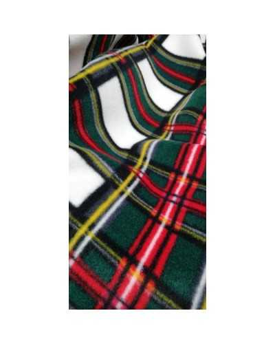 50 cm weißer schottischer Tartan-Antipilling-Fleecestoff, 150 cm hoch