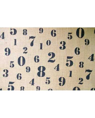 50 cm Tela juta hemp natural background printed black numbers 140 cm