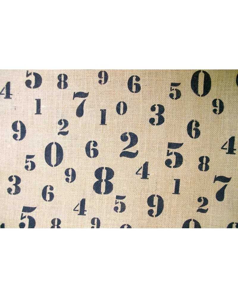 50 cm Tela juta hemp natural background printed black numbers 140 cm