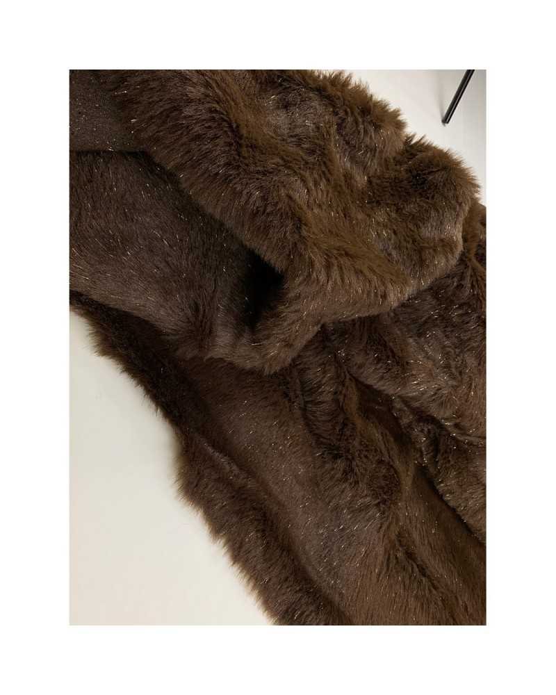 50 cm brauner Kunstpelzstoff, goldenes Lurexhaar, 150 cm hoch