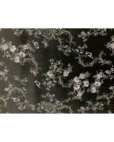 50 Cm Tela Terciopelo Elástica Tipo Seda Estampado Flores 150 Cm Alto