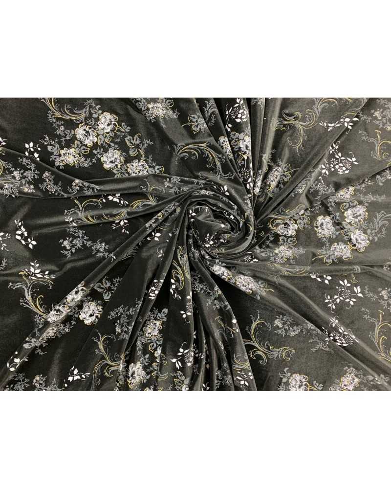 50 cm de tissu de velours élastique imprimé fleurs de type soie 150 cm de haut