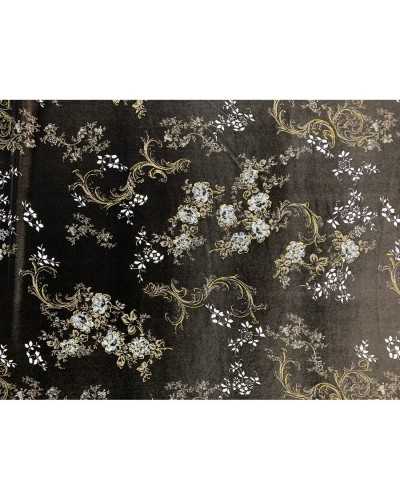 50 cm de tissu de velours élastique imprimé fleurs de type soie 150 cm de haut
