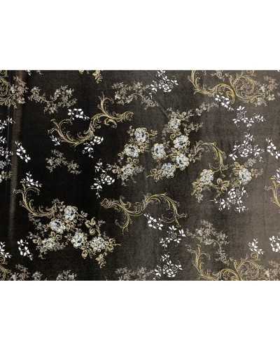 50 cm elastischer Samtstoff, Seidentyp, Blumendruck, 150 cm hoch