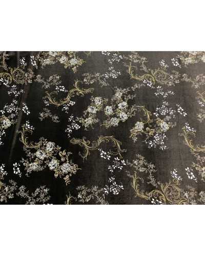50 Cm Tessuto Velluto Elastico Tipo Seta Stampa Fiori Alto 150 Cm