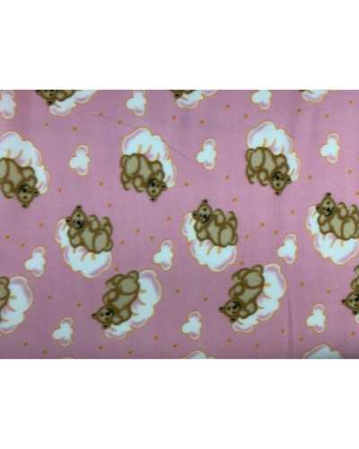 Tissu polaire teddy nuage imprimé anti-boulochage hauteur 150 cm