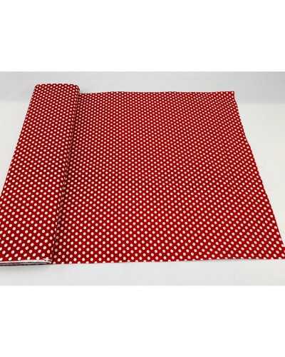 50 cm Baumwollstoff mit Punkten, 10 mm, weiß bedruckt, 1,50 m hoch