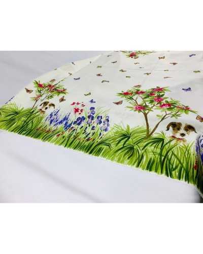 50 cm Tischdecke aus Stoff mit seitlichen Randbändern für Hunde und Katzen, Höhe 150 cm