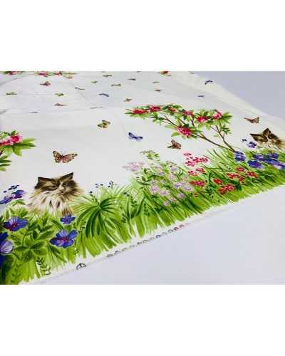 50 cm Tischdecke aus Stoff mit seitlichen Randbändern für Hunde und Katzen, Höhe 150 cm