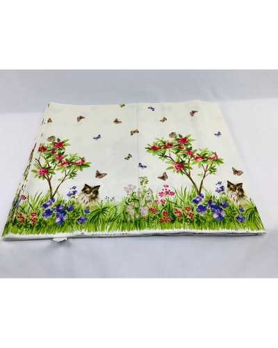 50 cm Tischdecke aus Stoff mit seitlichen Randbändern für Hunde und Katzen, Höhe 150 cm