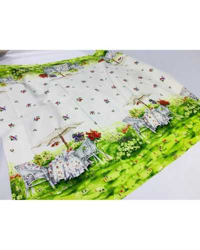 50 cm Stofftischdecke mit seitlichen Kantenbändern für Gartenstuhl, Schirmhöhe 150 cm