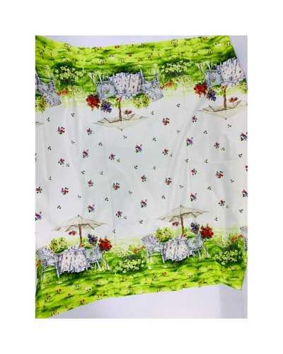 50 cm Stofftischdecke mit seitlichen Kantenbändern für Gartenstuhl, Schirmhöhe 150 cm