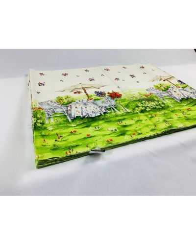 50 cm Stofftischdecke mit seitlichen Kantenbändern für Gartenstuhl, Schirmhöhe 150 cm