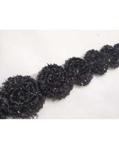50 Cm Trimmings Rose Lurex Black Cuttable 3 Cm High