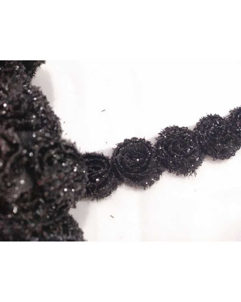 50 Cm Trimmings Rose Lurex Black Cuttable 3 Cm High
